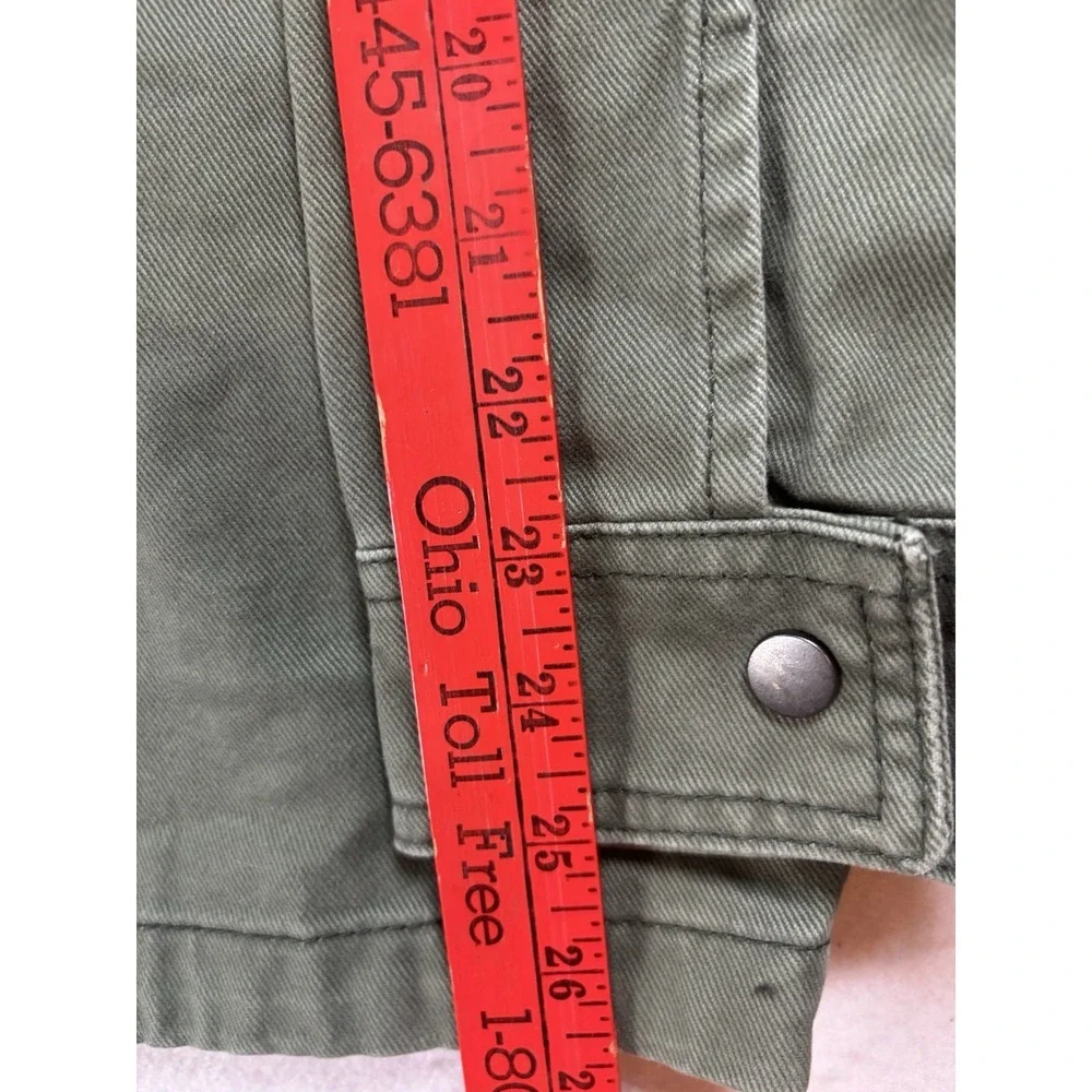 No Boundaries Men's Large Green Utility Jacket W/Snap Buttons &‎ 2 Chest Pockets